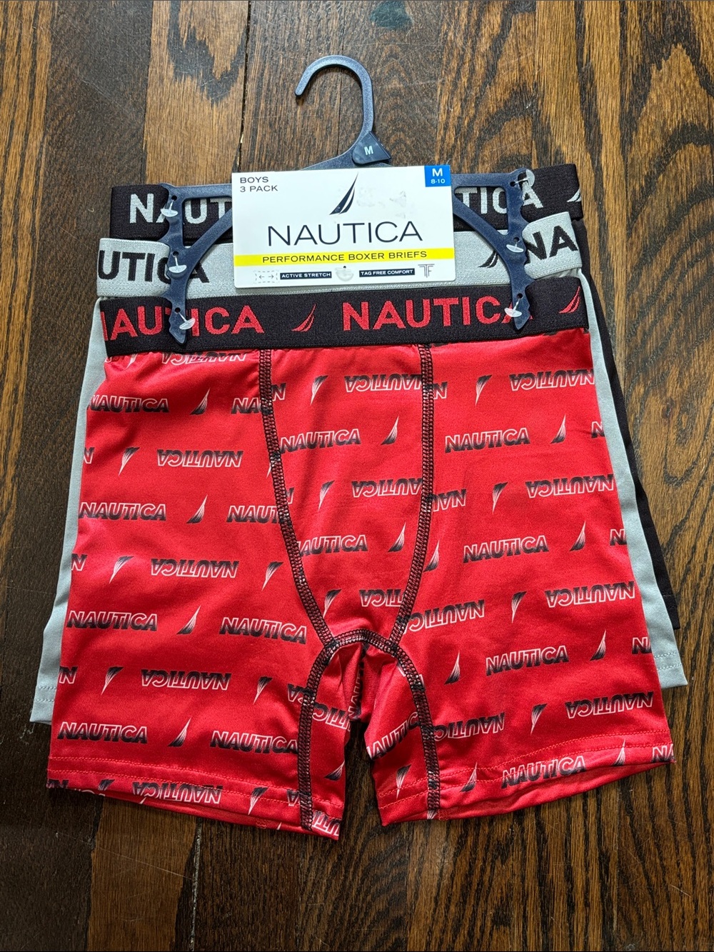 Nautica Boys' Performance Boxer Briefs 3-Pack size M